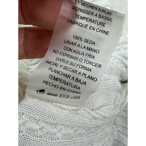 Elie Tahari Cloud White Sweater Cable Knit Silk Pullover cottage farmhouse M - Picture 7 of 15